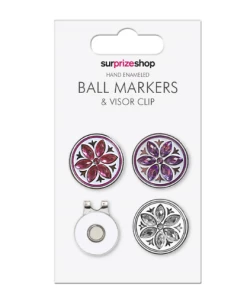 Surprizeshop Crystal Flower Golf Ball Marker & Visor Clip Set