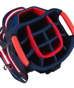 TaylorMade Golf Taylormade Storm Dry Waterproof Cart Bag - Navy/Red -Golf Clubs shop taylormade storm dry waterproof cart bag navy red n78184 top view aslangolf